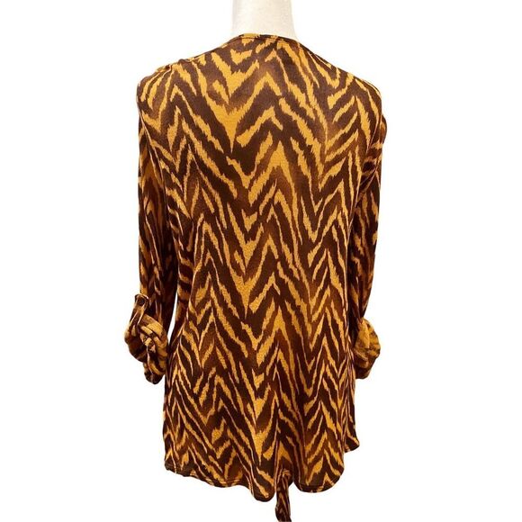 French Laundry open cardigan, tiger print, brown /carmel, long sleeves L - Picture 5 of 17